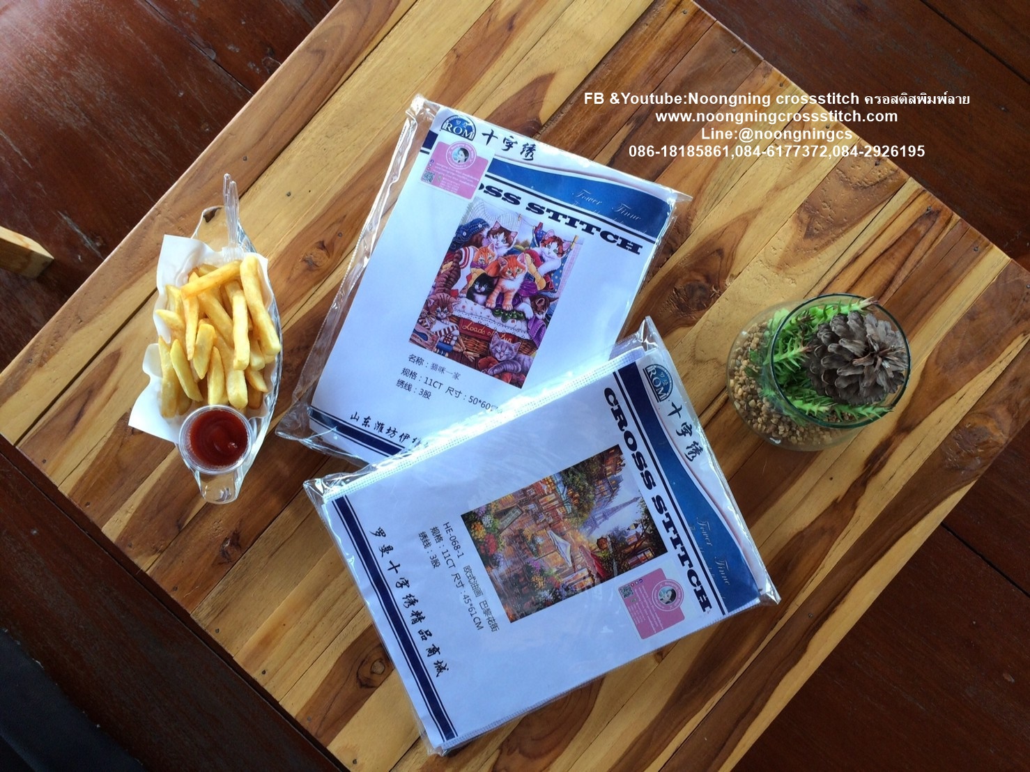 กวางแม่ลูก มงคล ชุดปักครอสติส พิมพ์ลาย ครอสติสจีน งานฝีมือทำที่บ้าน DIY