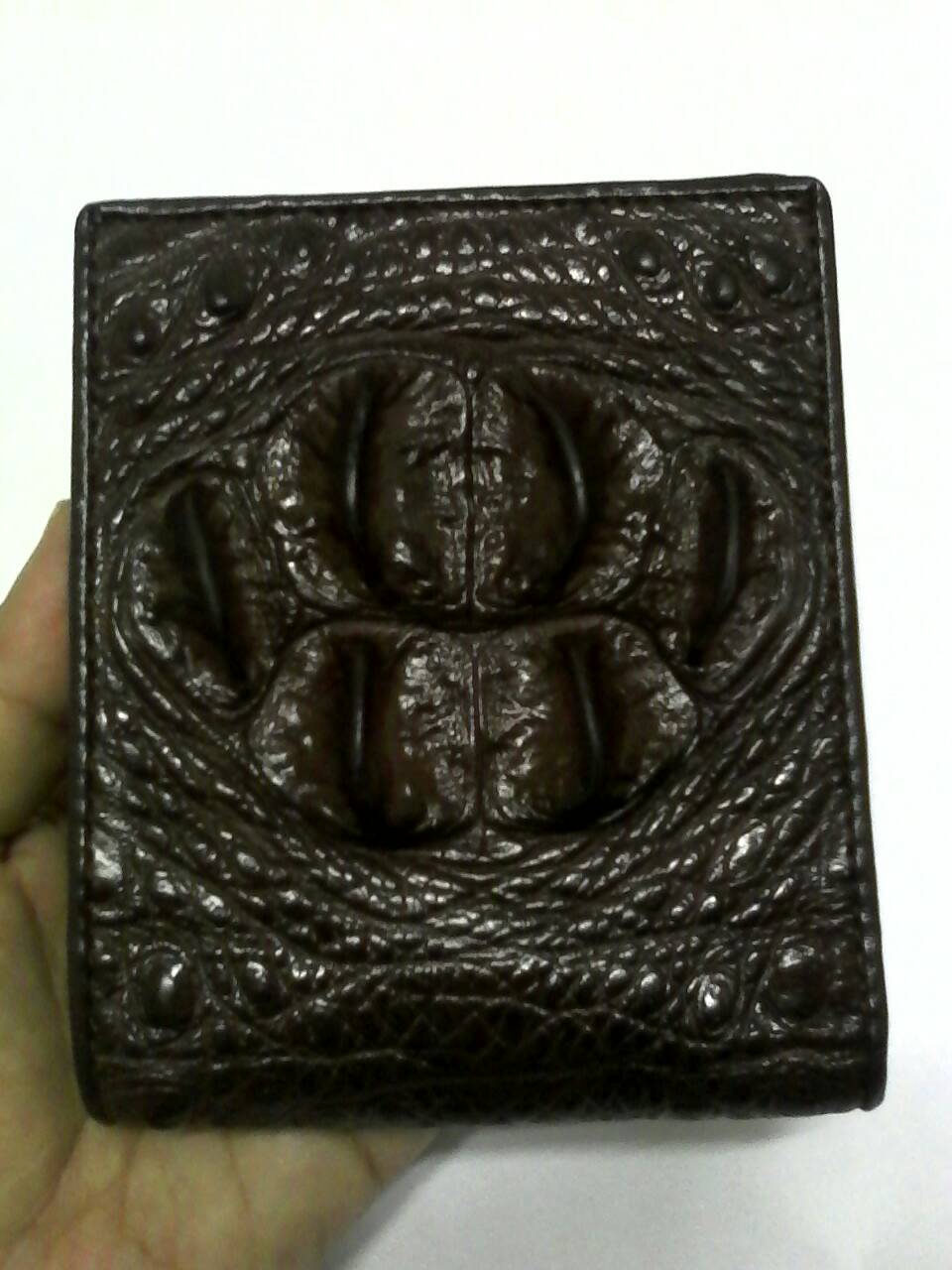 กระเป๋าหนังจระเข้แท้(กระดูกหัว) น้ำตาล2