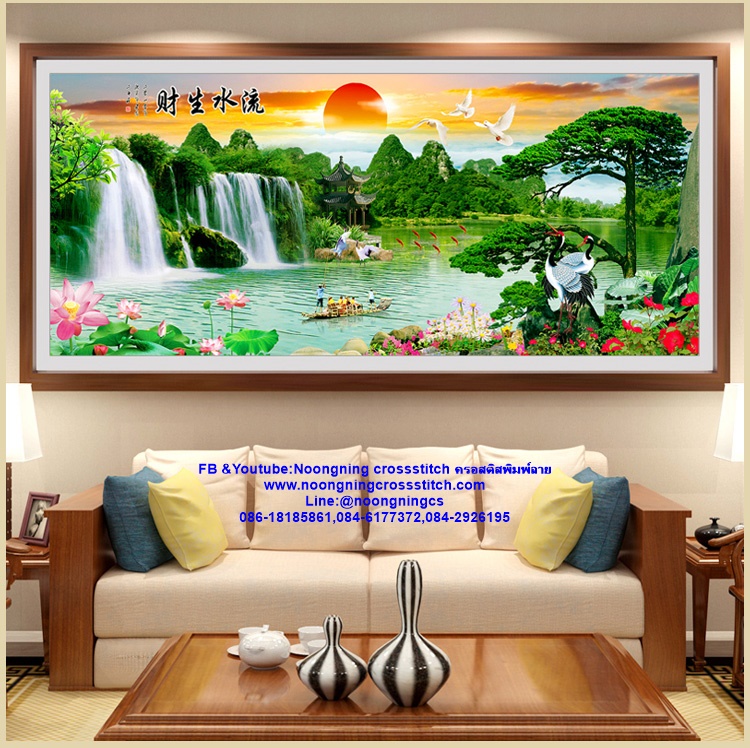น้ำตก ชุดปักครอสติช พิมพ์ลาย ครอสติสจีน งานฝีมือ DIY