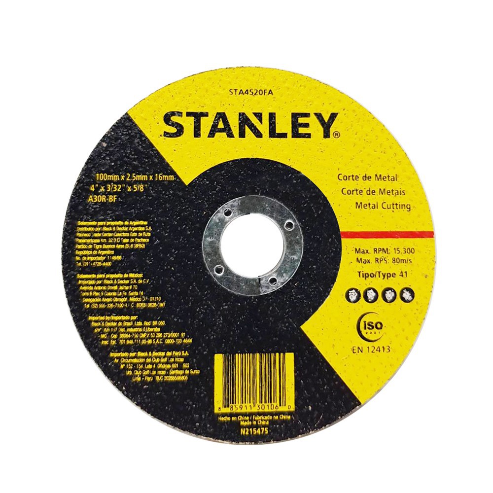 เครื่องมือช่าง สว่าน ดอกสว่าน แผ่นเจียร์ STANLEY STA4520FA 4นิ้ว GRINDING DISC STANLEY STA4520FA 4"