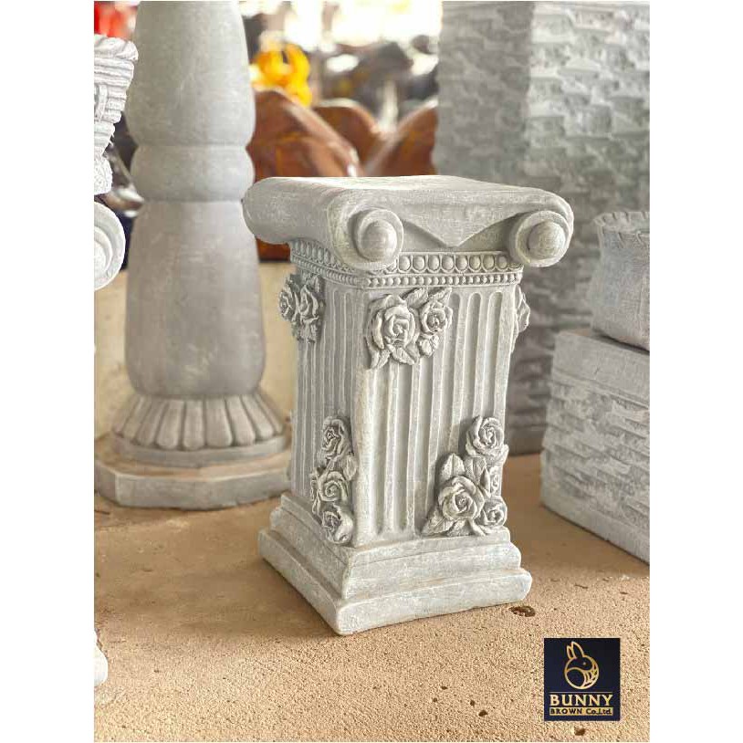 ฐานวาง สี่เหลี่ยม โรมัน กุหลาบ อังกฤษ " ขนาด 23x36 cm. จัดสวน ประดับสวน แต่งสวน ใส่ต้นไม้ " Bunny Brown