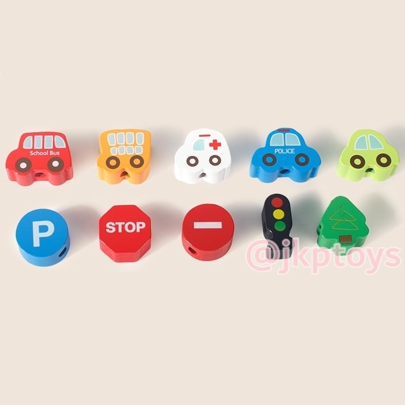 ของเล่นไม้เสริมพัฒนาการ ร้อยเชือก A-Z ตัวเลข ลูกปัดรวม 72 ชิ้น