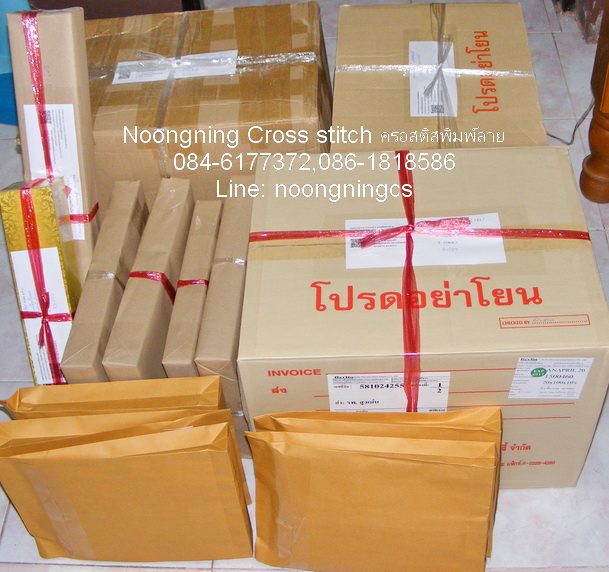 ปลาคราฟมงคล ดอกเหมย ชุดปักครอสติส พิมพ์ลาย ครอสติสจีน งานฝีมือทำที่บ้าน DIY
