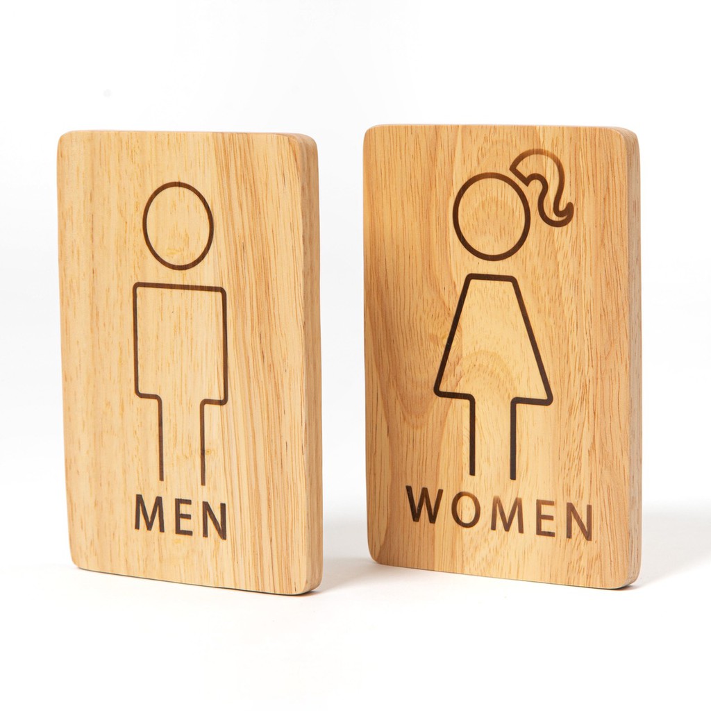 The Wood's Tale ป้ายห้องน้ำ แยกชายหญิง "WOMEN/MEN" SIGN ไม้แท้ พร้อมรูสำหรับแขวน