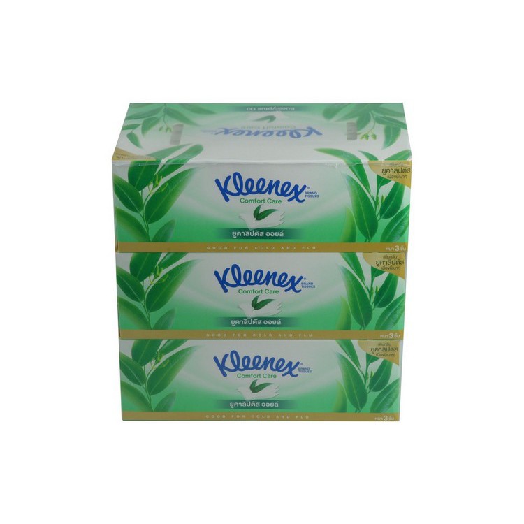 กระดาษเช็ดหน้า KLEENEX EUCALYPTUS แพ็ค3 | KLEENEX | 10024218 กระดาษชำระ อุปกรณ์ในห้องน้ำ ห้องน้ำ