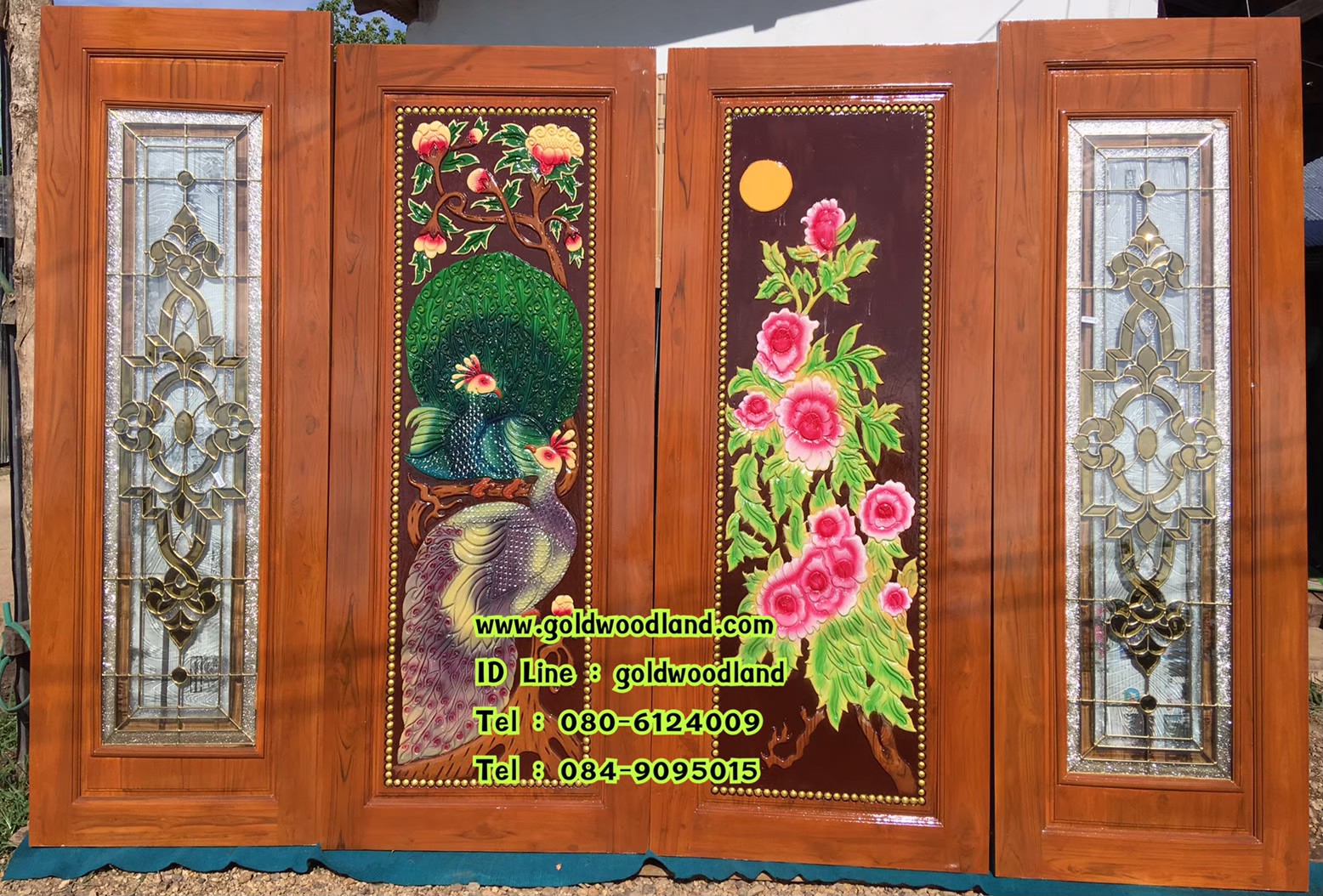 ประตูบานเลื่อนไม้สัก GBBB - 219