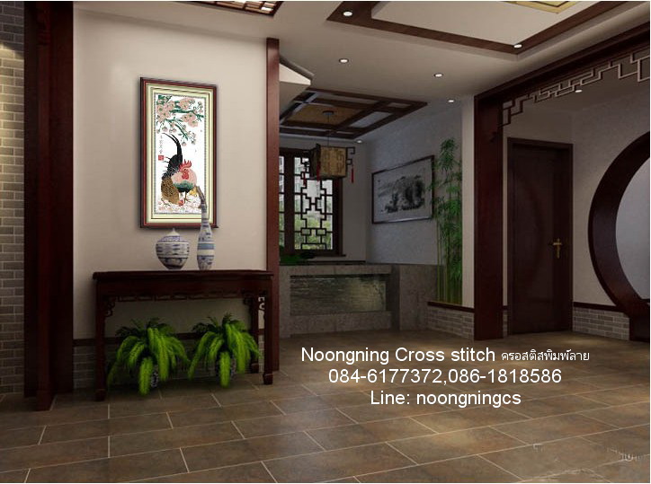 ปลากัดมงคล ชุดปักครอสติส พิมพ์ลาย ครอสติสจีน งานฝีมือทำที่บ้าน DIY