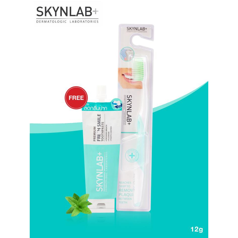 !!สินค้าขายดี!! แปรงสีฟัน ระดับ Premium แถมฟรี ยีสีฟันขนาดทดลอง SKYNLAB+ Premium Slim Soft Toothbrush