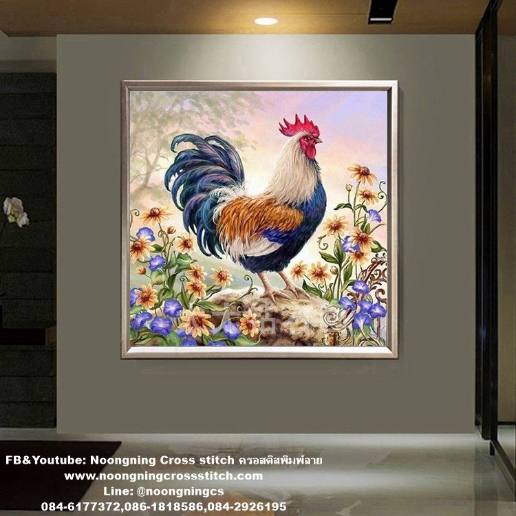 ไก่มงคล ครอสติสคริสตัล Diamond painting โมเสก ภาพติดเพชร งานฝีมือทำที่บ้าน DIY