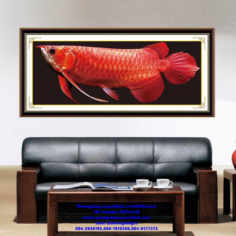 ปลามังกร ครอสติสคริสตัล Diamond painting โมเสก ภาพติดเพชร งานฝีมือทำที่บ้าน DIY