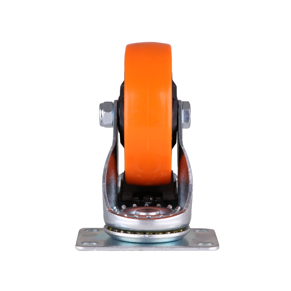 อะไหล่ เฟอร์นิเจอร์ ลูกล้อ POLYURETHANE ORANGE FITT แป้นมีเบรค 4" SWIVEL CASTER WHEEL 4" WITH BRAKE FITT POLYURETHANE
