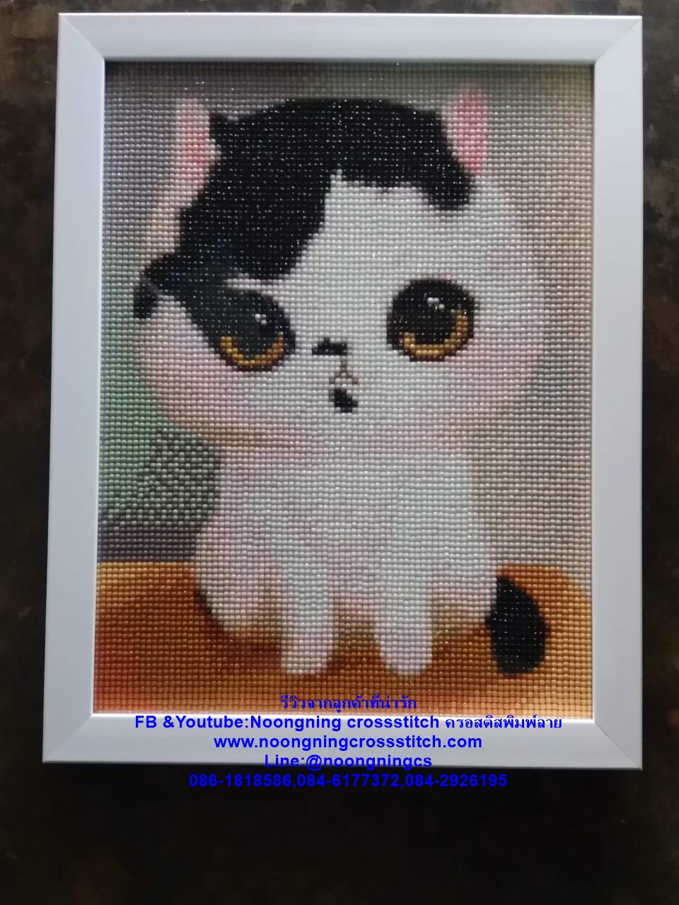 ปลากัดคู่ ครอสติสคริสตัล Diamond painting โมเสก ภาพติดเพชร งานฝีมือทำที่บ้าน DIY