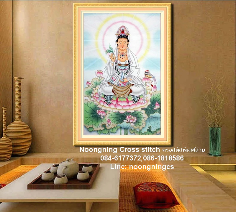 เจ้าแม่กวนอิม ชุดปักครอสติส พิมพ์ลาย ครอสติสจีน งานฝีมือทำที่บ้าน DIY