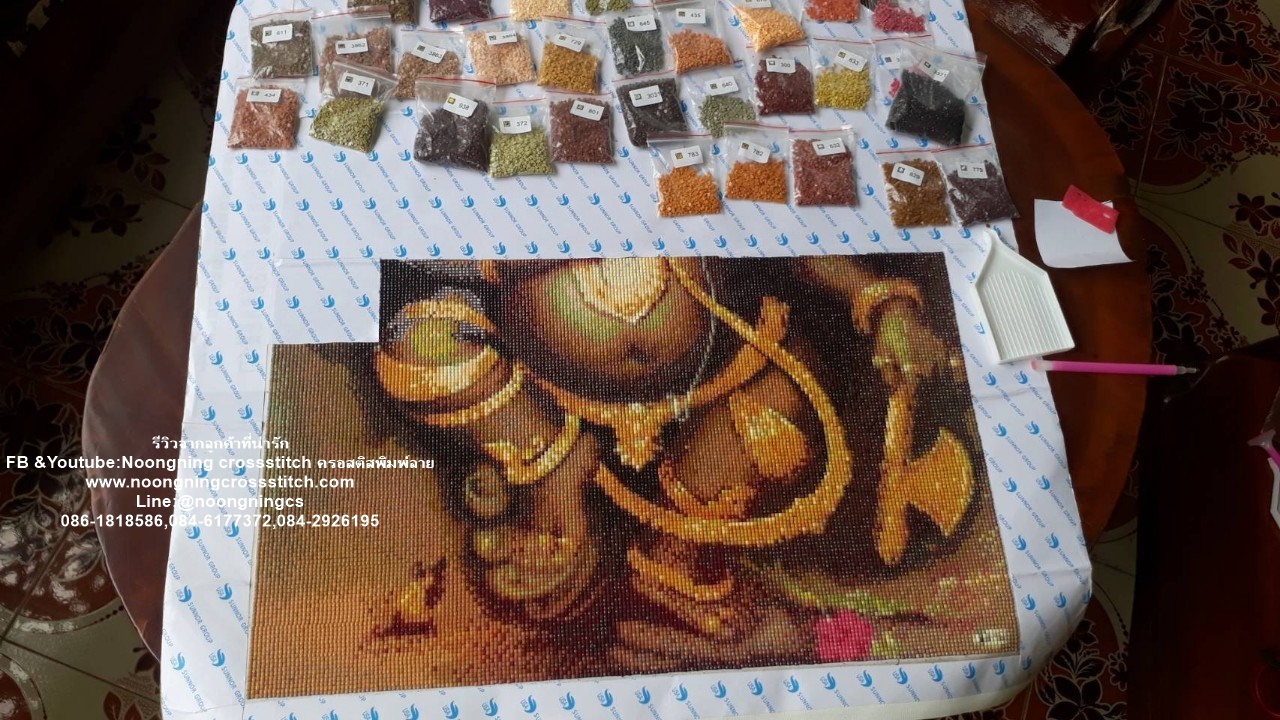 พระพิฆเนศ ครอสติสคริสตัล Diamond painting โมเสก ภาพติดเพชร งานฝีมือทำที่บ้าน DIY