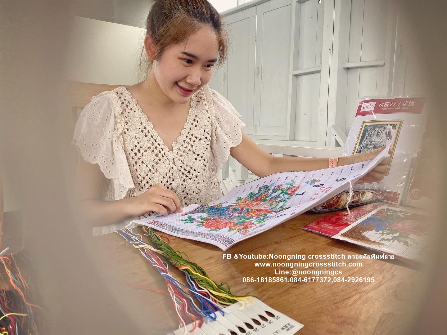 ปลา ชุดปักครอสติช พิมพ์ลาย ครอสติสจีน งานฝีมือ DIY