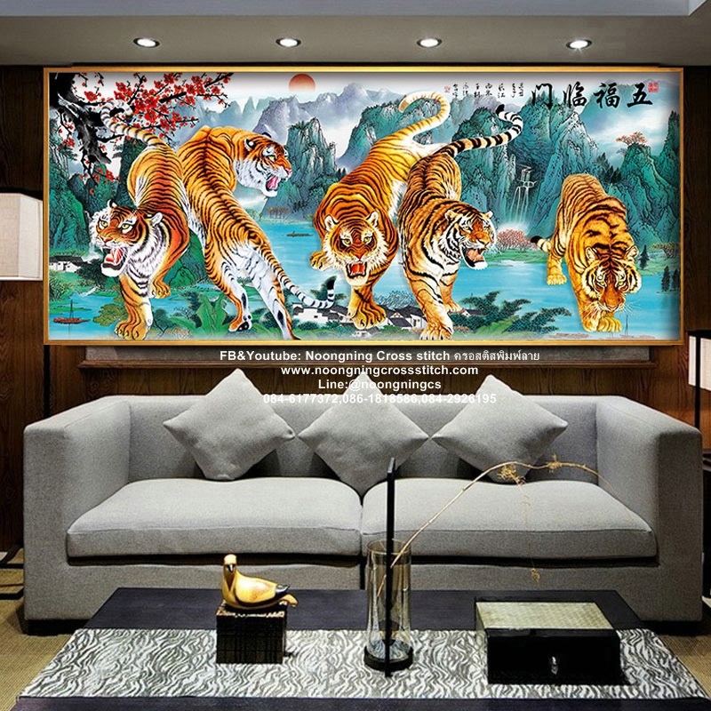 เสือโคร่งมงคล ครอสติสคริสตัล Diamond painting โมเสก ภาพติดเพชร งานฝีมือทำที่บ้าน DIY