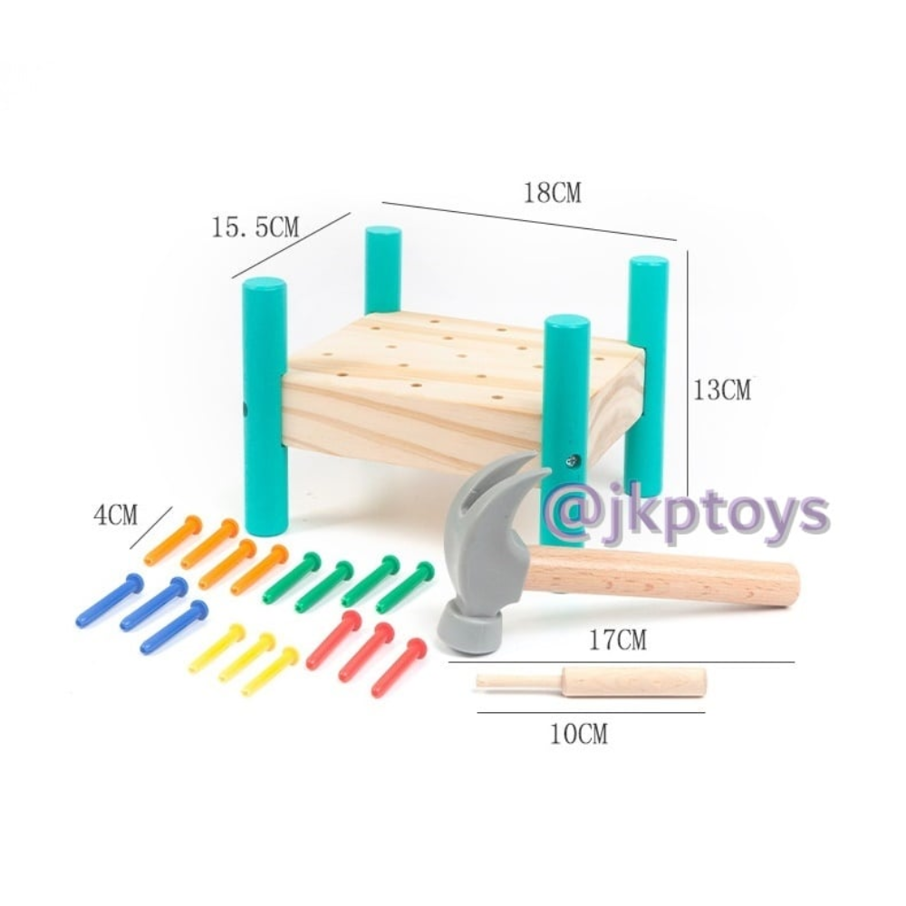 ของเล่นไม้เสริมพัฒนาการ ค้อน ตะปู สอนสี เสริมสร้างกล้ามเนื้อ