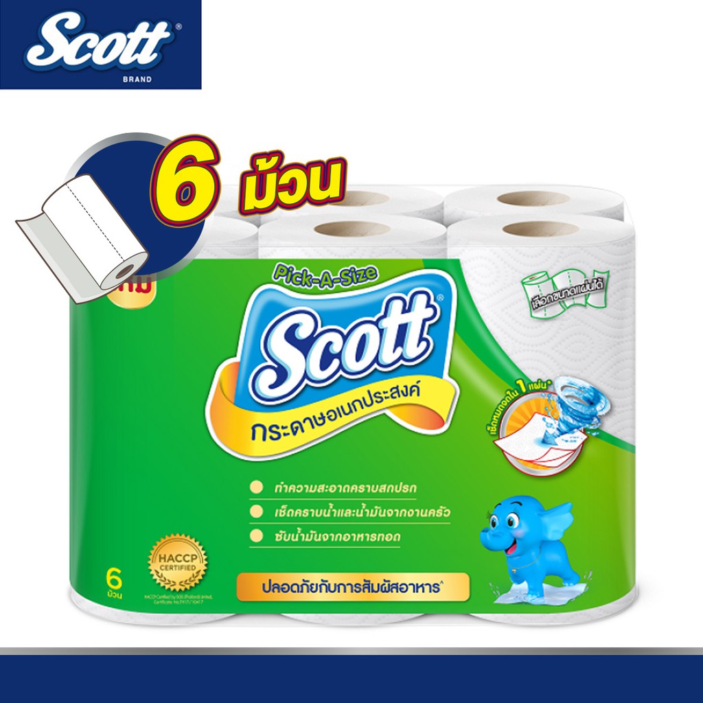 Scott Towel สก๊อตต์® กระดาษซับเอนกประสงค์ พิค-อะ-ไซส์ รวม 6 ม้วน
