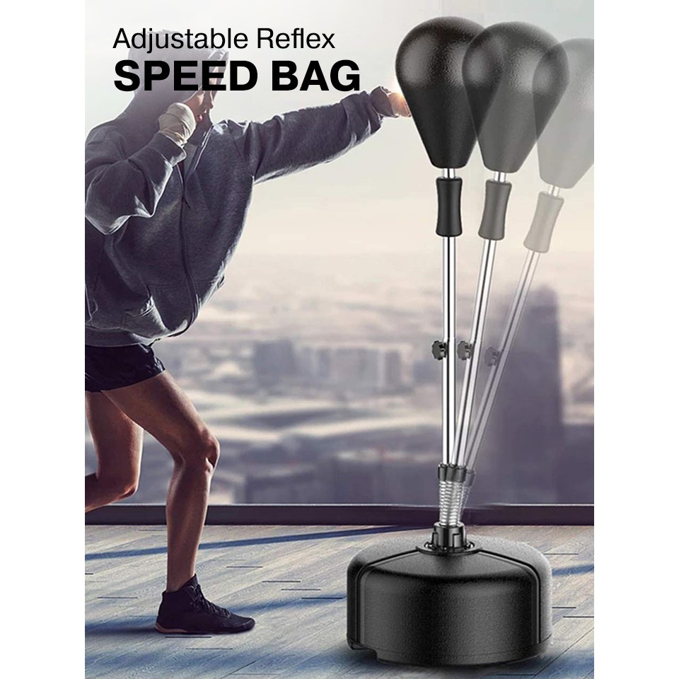 !!สินค้าขายดี!! เป้าล่อซ้อมมวย ชกมวย เป้าชกมวยตั้งพื้น 90 องศา Adjustable Reflex Speed Bag