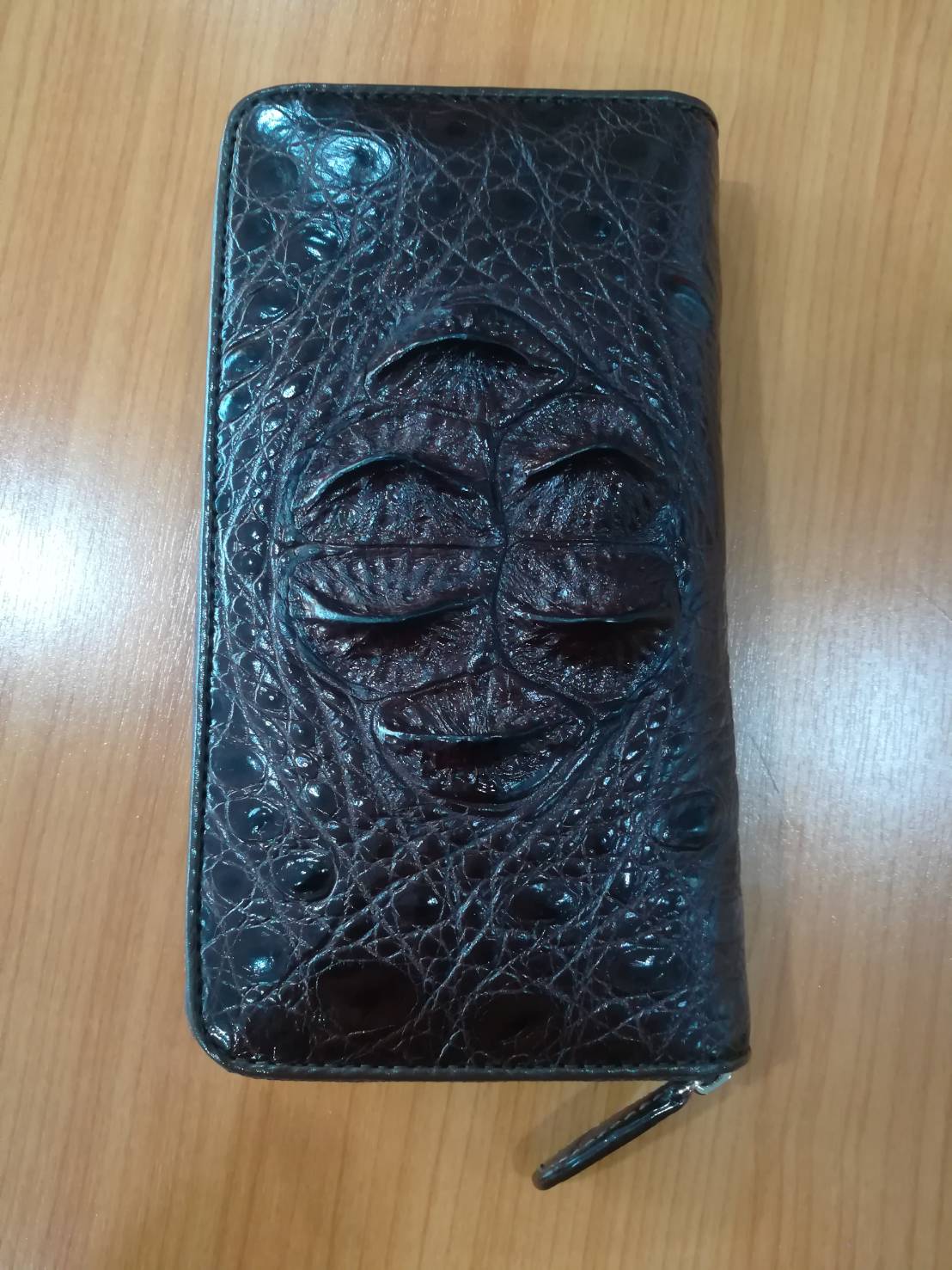 กระเป๋าหนังจระเข้แท้แบบซิปเดี่ยว(หนังกระดูกหัว)