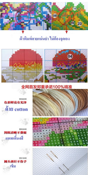 ดอกไม้ชุดปักครอสติช พิมพ์ลาย ครอสติสจีน งานฝีมือ DIY