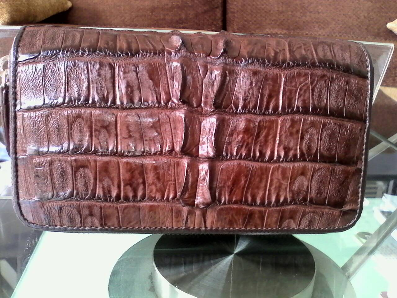 กระเป๋าหนังจระเข้แท้แบบซิปคู่(หนังกระดูกหาง)