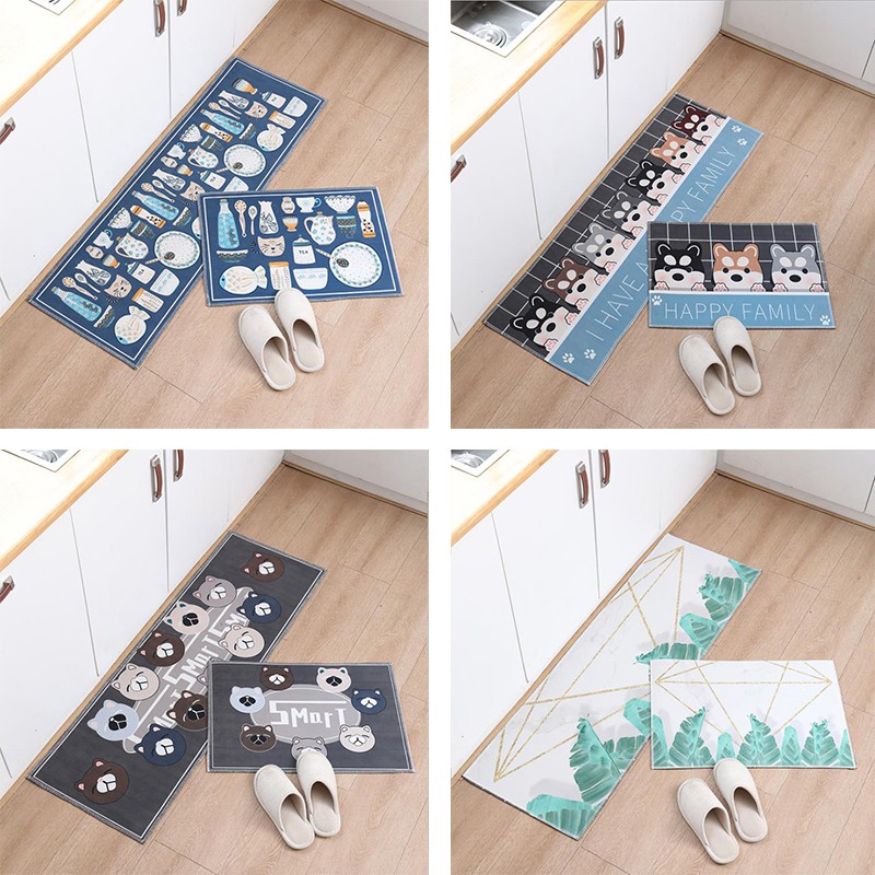 #H123 พรมเช็ดเท้า นิ่ม ซับน้ำได้ดี แห้งเร็ว พรมหน้าห้องน้ำ ห้องครัว ห้องนอน ขนาด40x60+40x120cm 2ชิ้น/set