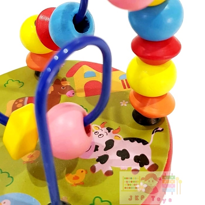 ของเล่นไม้เสริมพัฒนาการ ขดลวดฝึกสมาธิเล็ก สีเเดง