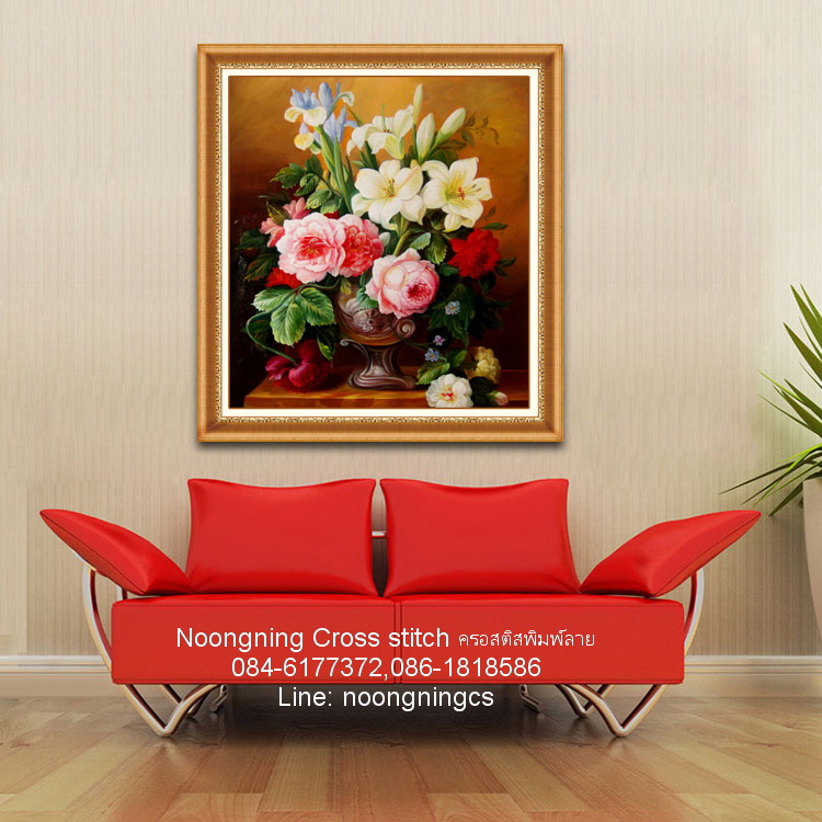 นกคู่ ชุดปักครอสติช พิมพ์ลาย ครอสติสจีน งานฝีมือ DIY