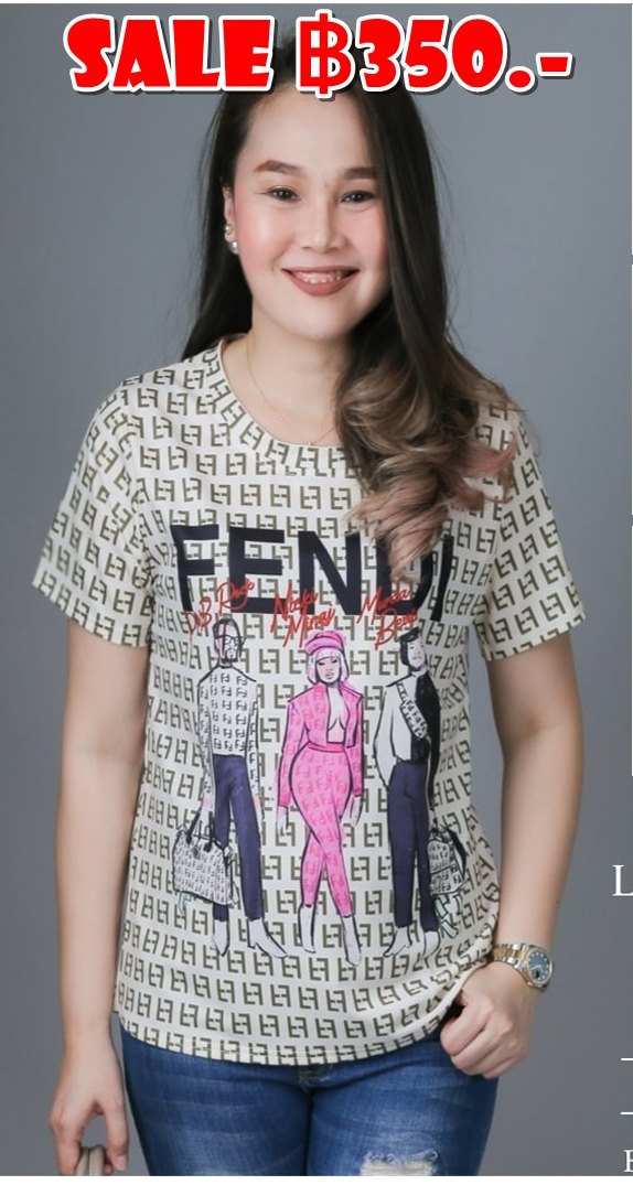 Sale+++B3617 NEW เสื้อทีเชี้ตผ้ายืดโพลีเอสเตอร์ผสมเนื้อนุ่มเกรดพรีเมี่ยม ตัดเย็บสวยเนี้ยบสไตล์แบรนด์เนมสุดหรู แพทเทิร์นเสื้อคอกลมแขนสั้น พิมพ์ลายสีคมชัดสวยเป๊ะ ใส่สวยได้ทุกๆโอกาส หรูหราไฮคลาส ใส่สบายมากค่ะ นางแบบใส่ไซส์ L(รอบอก 40) นะคะ 2 ขนาด L(รอบอก 40)