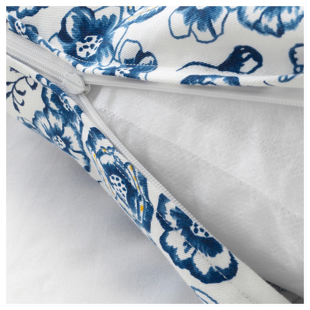 หมอน หมอนอิง หมอนโซฟา SÅNGLÄRKA ซงแลร์กา หมอนอิง, ลายดอกไม้, น้ำเงิน ขาว, 65x40 ซม.