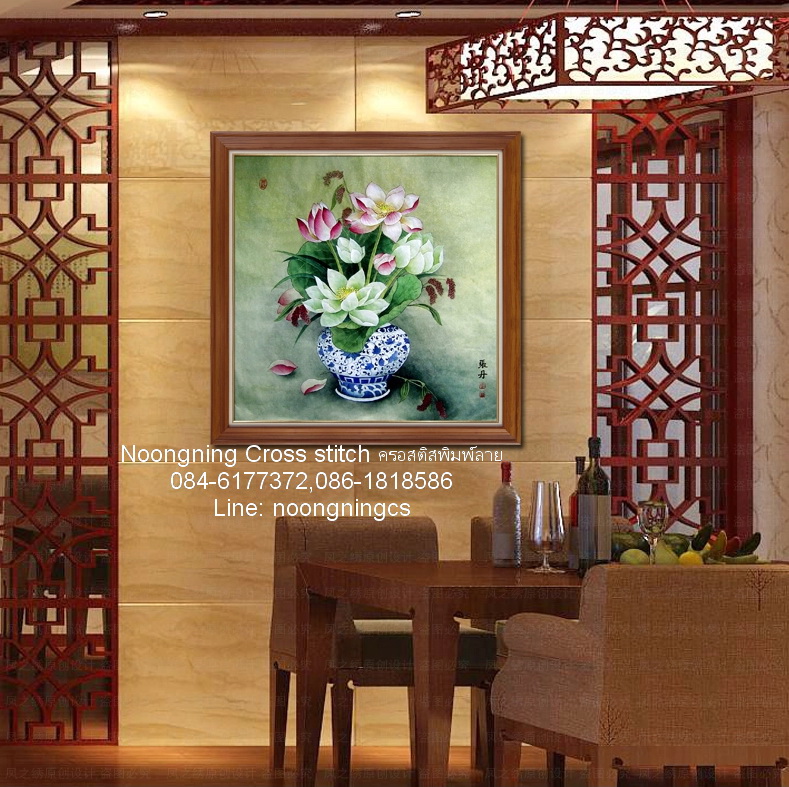 วิวภูเขา ชุดปักครอสติช พิมพ์ลาย ครอสติสจีน งานฝีมือ DIY