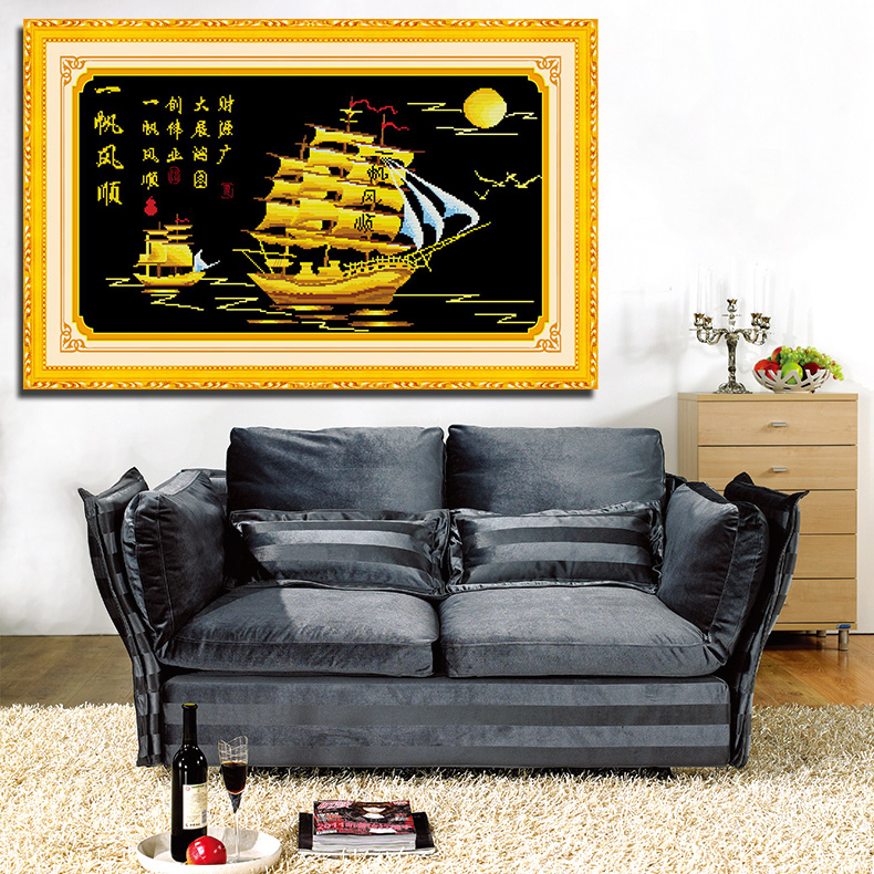 สำเภาทอง ชุดปักครอสติส พิมพ์ลาย ครอสติสจีน งานฝีมือทำที่บ้าน DIY