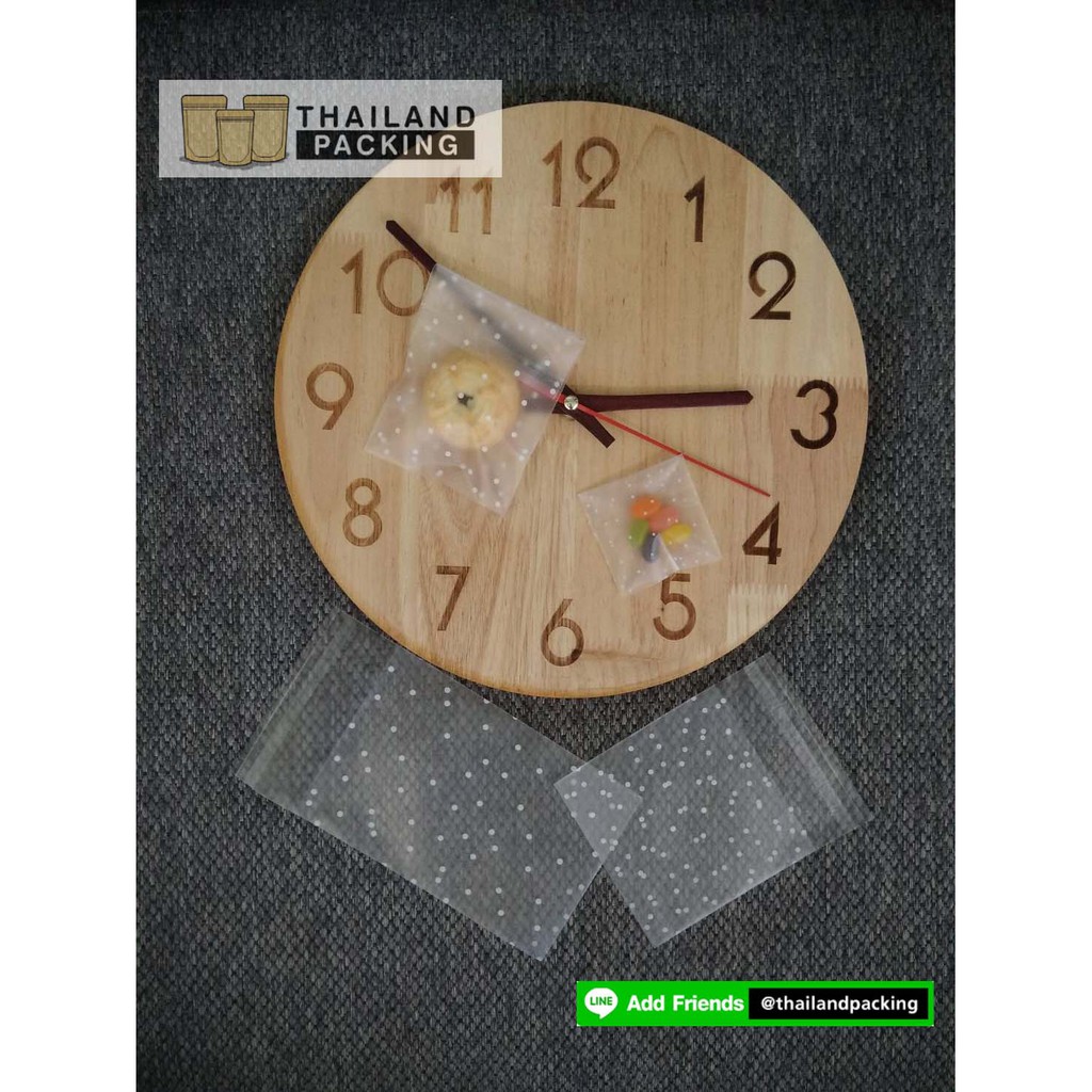 ถุงฝากาว ถุงคุกกี้ ถุงแถบกาวใส่คุกกี้ เนื้อขุ่นลายจุด (100 ใบ)