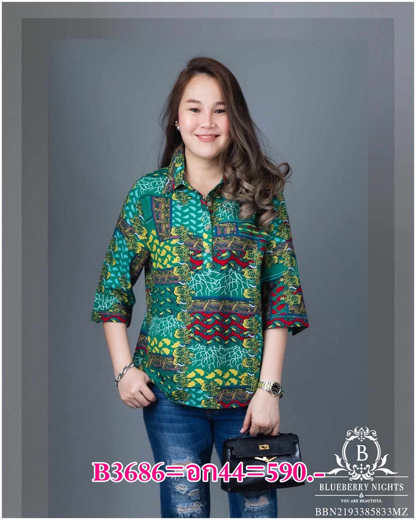 Sale+++#Blueberry Nights B3686 เสื้อผ้าฝ้ายธรรมชาติผสมลินินเนื้อดีเกรดพรีเมี่ยม เนื้อผ้านุ่มใส่สบายมากๆๆ ดีเทลเสื้อเชิ้ตกระดุมหน้า 4 เม็ด พิมพ์ลายสีสันสดใส ปลายแขนเชิ้ตติดกระดุม มีสายพับล็อคแขน เหมาะสำหรับสาวๆรอบอก(36-44) ใส่สบายมากๆ ใส่เที่ยวชิลล์ๆสวยๆ พ