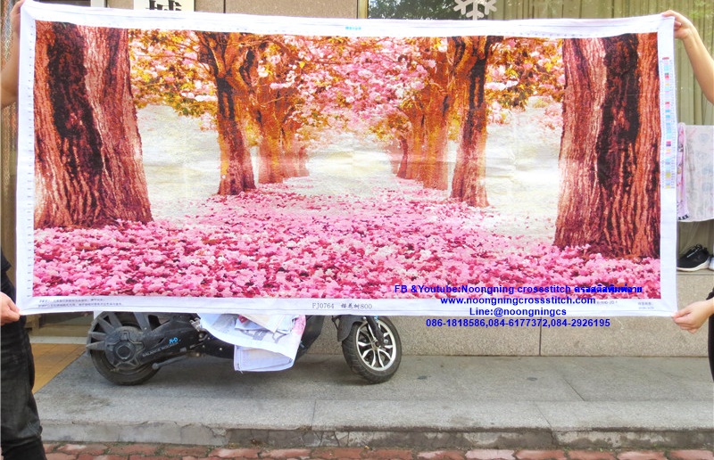 ดอกไม้สวยงาม ครอสติสปักสำเร็จ195X85cm ไม่รวมกรอบ งานฝีมือ DIY