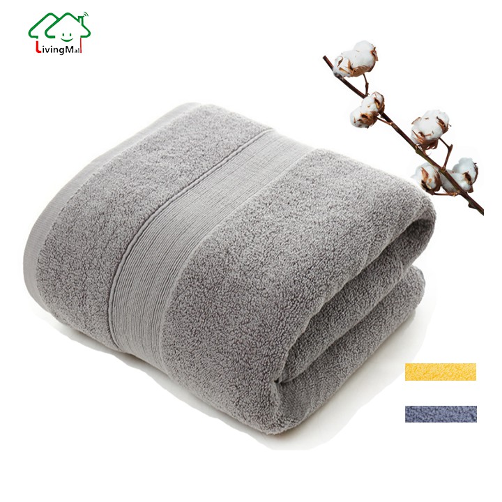 Livingmall 100% cotton ผ้าเช็ดตัว เกรดโรงแรม 5 ดาว ขนาด 27*54 นิ้ว (70*140cm) น้ำหนัก 650 กรัม