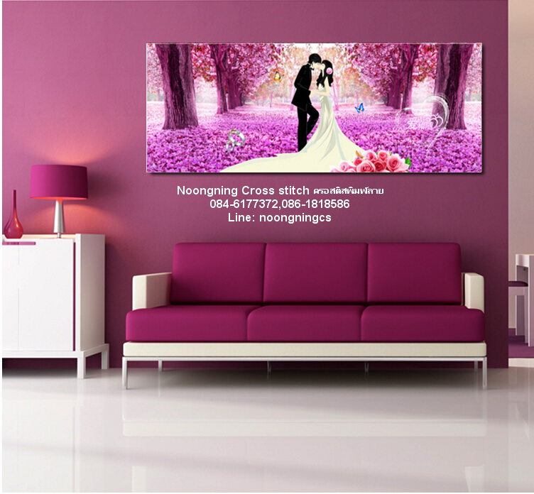 ฝูงช้าง ชุดปักครอสติช พิมพ์ลาย ครอสติสจีน งานฝีมือ DIY