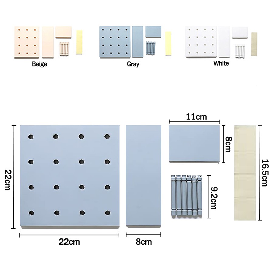 ชั้นวางติดผนัง ชั้นวางติดผนังไม่ต้องเจาะ ชั้นวางติดผนังห้องน้ำ ห้องครัว มีให้เลือก 3 สี Pegboard linhaomall