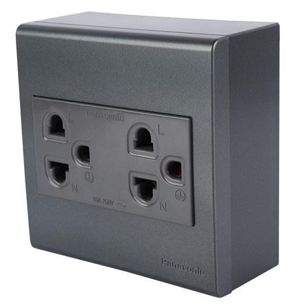 ชุดเต้ารับคู่ 3 ขากลม PANASONIC BSR1392MB สีดำ ผลิตจากทองเหลืองอย่างดีไม่บิดงอง่าย