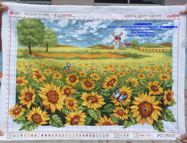 ปลาคราฟ ดอกบัว มงคล ชุดปักครอสติช พิมพ์ลาย ครอสติสจีน งานฝีมือ DIY