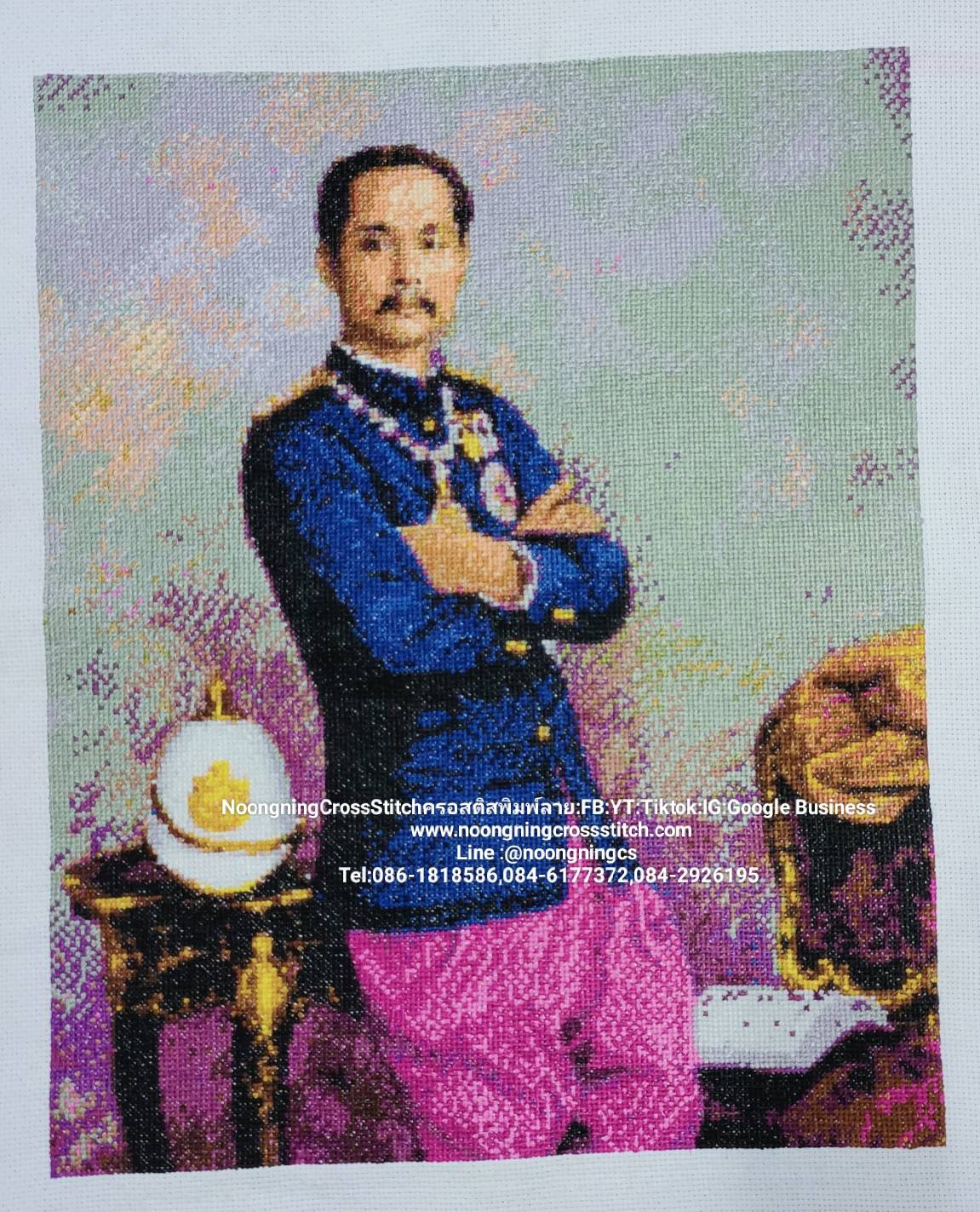 รัชกาลที่5 ชุดปักครอสติส พิมพ์ลาย ครอสติสจีน งานฝีมือทำที่บ้าน DIY