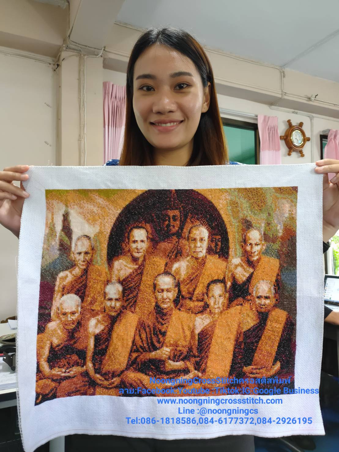 นกคู่ดอกเหมย ชุดปักครอสติช พิมพ์ลาย ครอสติสจีน งานฝีมือ DIY
