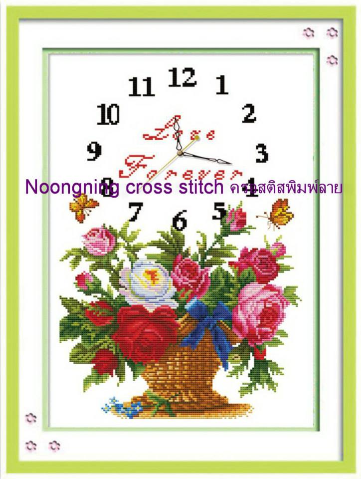 แจกันดอกไม้ ชุดปักครอสติส พิมพ์ลาย ครอสติสจีน งานฝีมือทำที่บ้าน DIY