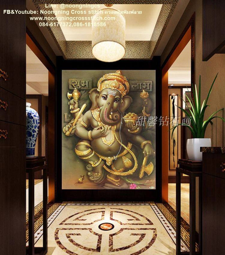 พระพิฆเนศ ครอสติสคริสตัล Diamond painting โมเสก ภาพติดเพชร งานฝีมือทำที่บ้าน DIY