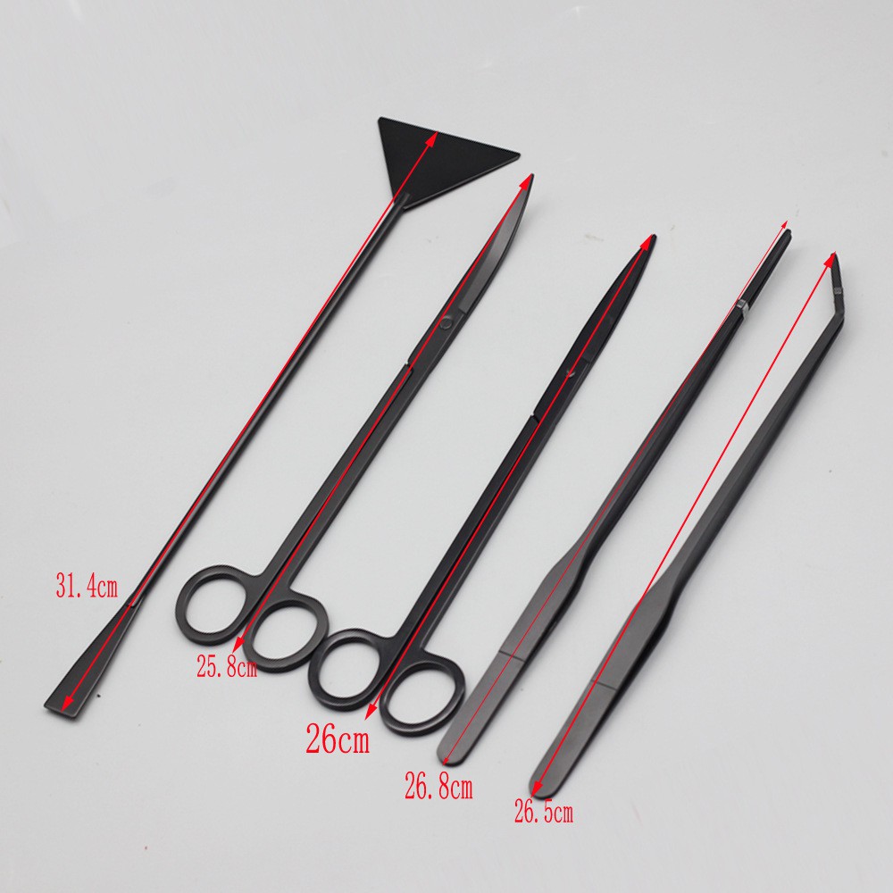 แหนบยาวสีดำ คีมยาว ที่คีบ สแตนเลสสีดำ จัดตกแต่ง ตู้ปลา ตู้ไม้น้ำ สวนขวด สวนถาด กรรไกร ที่เกลี่ยทราย ดิน ที่ขูดตะไคร่