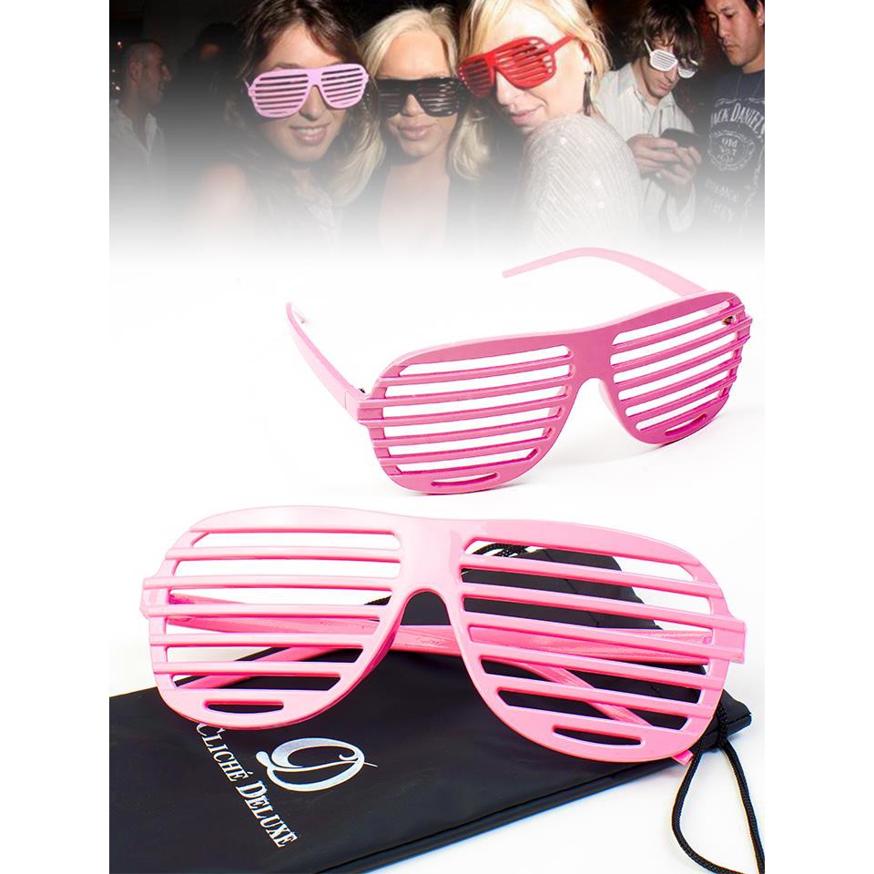 !!สินค้าขายดี!! แว่นแฟชั่นลายขวาง แว่น สีชมพู Party Glasses
