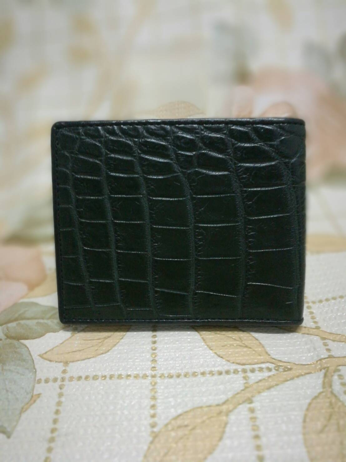 กระเป๋าหนังจระเข้แท้(หนังท้อง) สีเขียวเข้ม