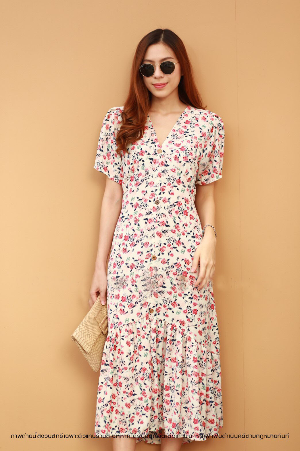 MD0041 เดรสแฟชั่น ชุดเดรสยาว แม็กซี่เดรส Maxidress ลายดอก Maxxi Dress