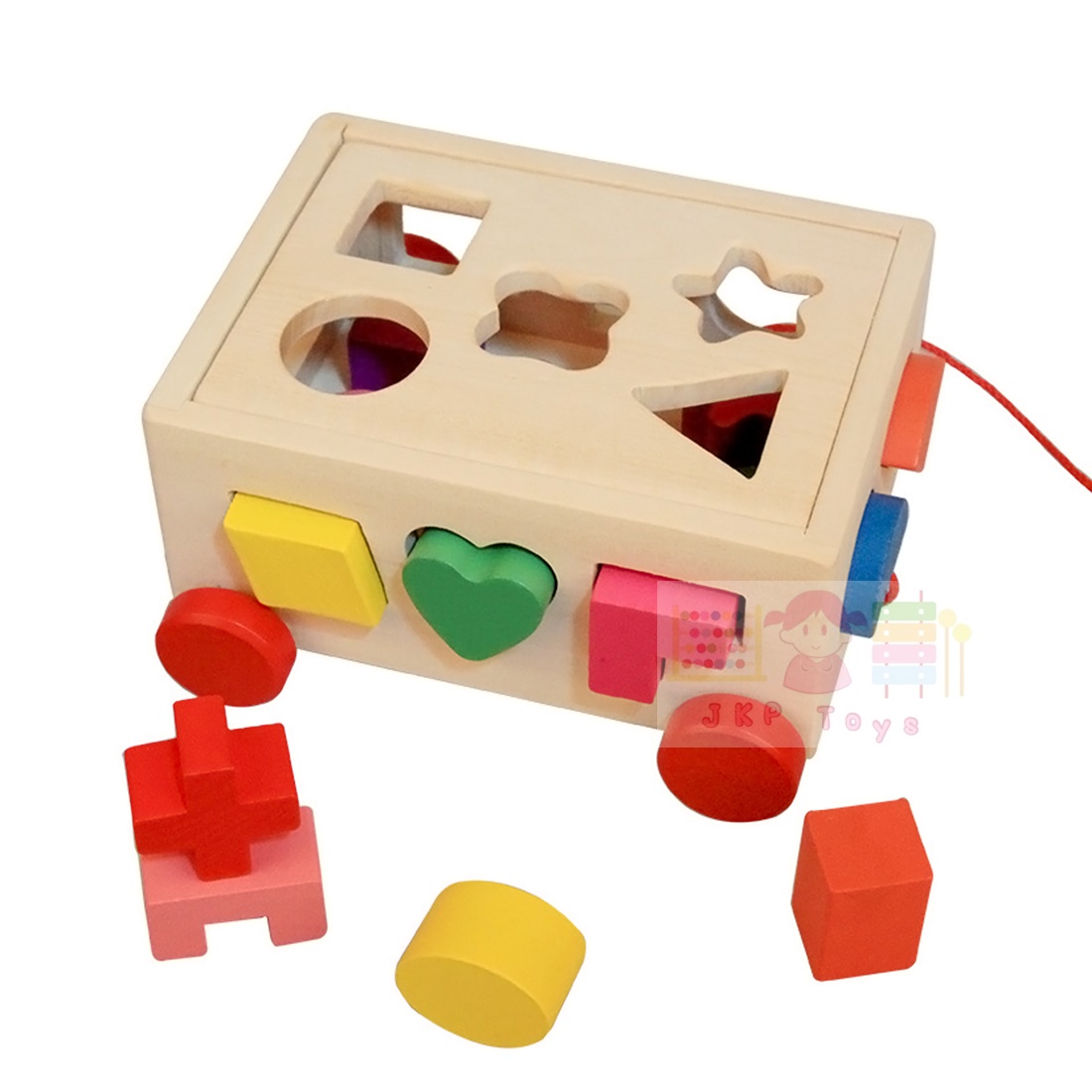 ของเล่นเสริมพัฒนาการ ของเล่นของเล่นไม้ชุดรถลาก กล่องบล็อกหยอดรูปทรง